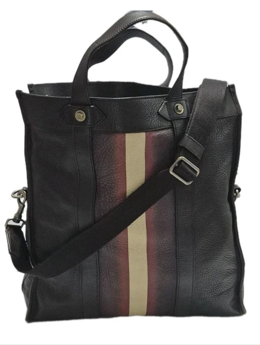 Authentic Bally Large Chocolate Brown Leather Tote Bag.